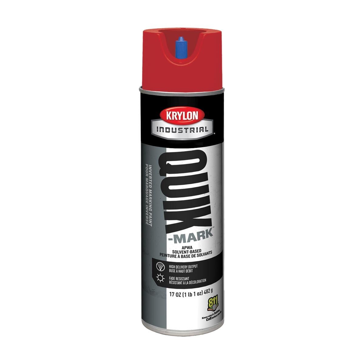 Krylon® 17 Ounce Aerosol Can Flat Red Industrial Quik-Mark™ Solvent-Based Inverted Marking Paint Krylon® 17 Ounce Aerosol Can Flat Red Industrial Quik-Mark™ Solvent-Based Inverted Marking Paint