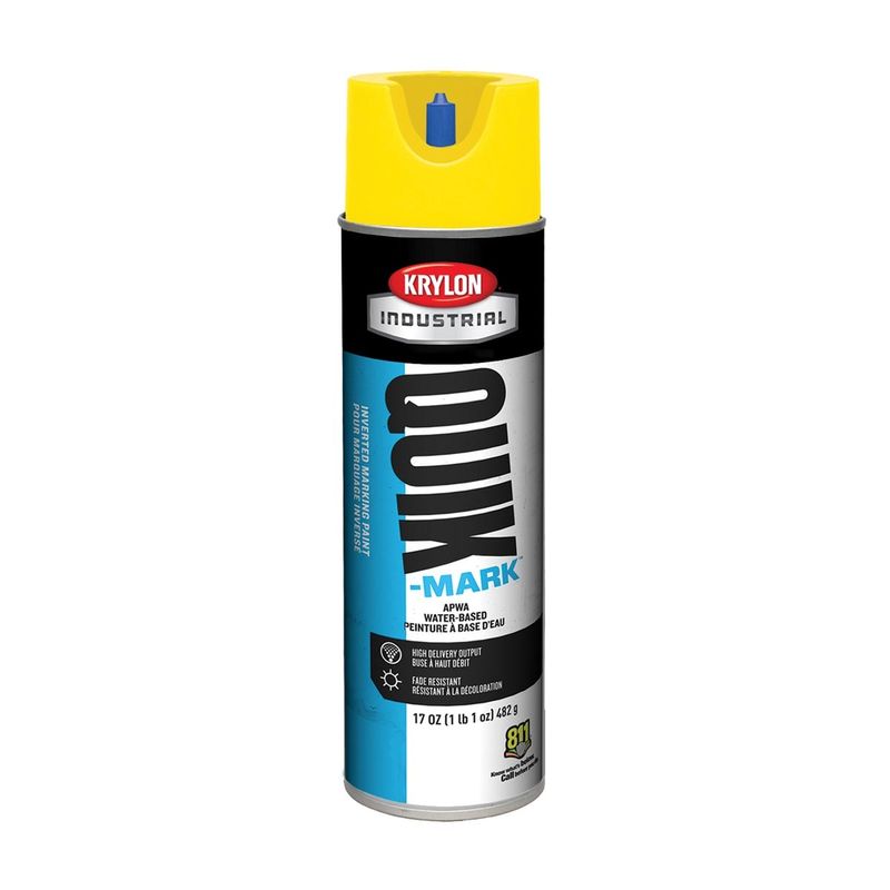 Krylon® 19 Ounce Aerosol Can Flat Hi-Viz Yellow Industrial Quik-Mark™ Water-Based Inverted Marking Paint
