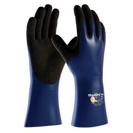 PIP Global Safety® Large MaxiDry® Plus™ Black Micro Foam Nitrile Full Coated Work Gloves With Nylon And Elastane Liner And Gauntlet Cuff PIP Global Safety® Large MaxiDry® Plus™ Black Micro Foam Nitrile Full Coated Work Gloves With Nylon And Elastane Liner And Gauntlet Cuff