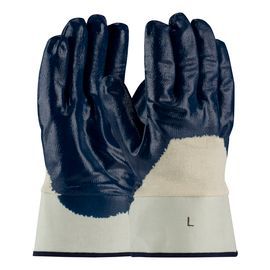 PIP Global Safety® Large ArmorTuff® Blue Smooth Nitrile Palm Finger And Knuckle Coated Work Gloves With Cotton Liner And Safety Cuff PIP Global Safety® Large ArmorTuff® Blue Smooth Nitrile Palm Finger And Knuckle Coated Work Gloves With Cotton Liner And Safety Cuff