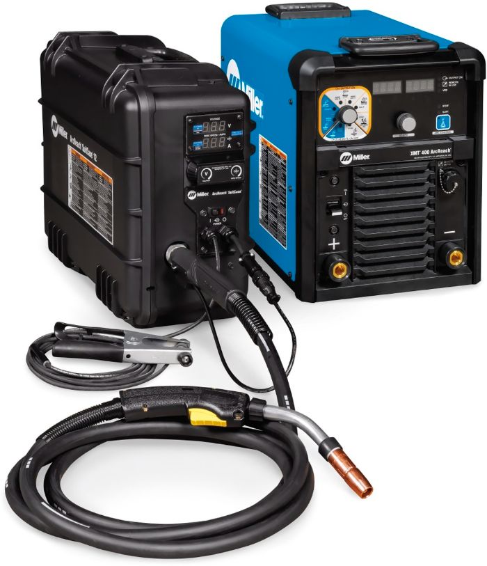 Miller® XMT® 400 1 or 3 Phase CC/CV Multi-Process Welder With 208 - 575 Input Voltage, ArcReach® SuitCase 12 Wire Feeder, ArcReach® SuitCase 12 Wire Feeder, Bernard® BTB Gun, ArcReach® Technology, And Miller® XMT® 400 1 or 3 Phase CC/CV Multi-Process Welder With 208 - 575 Input Voltage, ArcReach® SuitCase 12 Wire Feeder, ArcReach® SuitCase 12 Wire Feeder, Bernard® BTB Gun, ArcReach® Technology, And