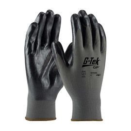 PIP Global Safety® X-Small G-Tek® 13 Gauge Black Foam Nitrile Palm And Finger Coated Work Gloves With Nylon Liner And Knit Wrist