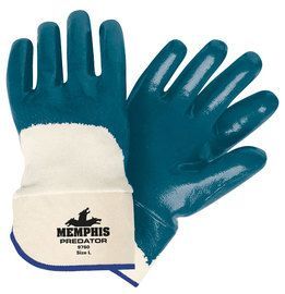 MCR Safety® Small Predator® Blue Nitrile 3/4 Coated Work Gloves With Jersey Liner And Safety Cuff