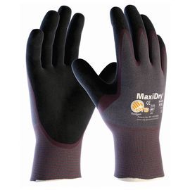 PIP Global Safety® Large MaxiDry® 18 Gauge Black Micro Foam Nitrile Palm And Finger Coated Work Gloves With Nylon And Elastane Liner And Knit Wrist