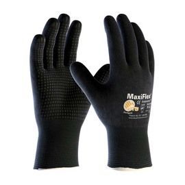 PIP Global Safety® Medium MaxiFlex® Endurance™ 15 Gauge Black Dotted Nitrile Full Coated Work Gloves With Nylon And Elastane Liner And Knit Wrist