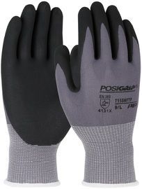 PIP Global Safety® X-Small PosiGrip® 15 Gauge Black Foam Nitrile Palm And Finger Coated Work Gloves With Nylon And Spandex Liner And Knit Wrist