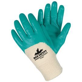 MCR Safety® X-Large Predatouch™ Aqua Green Nitrile 3/4 Coated Work Gloves With Fine Interlock Cotton Liner And Knit Wrist