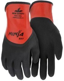 MCR Safety® X-Large Ninja® BNF 18 Gauge Red Nitrile Full Coated Work Gloves With Nylon And Spandex Liner And Knit Wrist