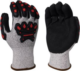 Armor Guys Large Bastek 13 Gauge Gray And Black Nitrile Palm Coated Work Gloves With HPPE Liner And Knit Wrist