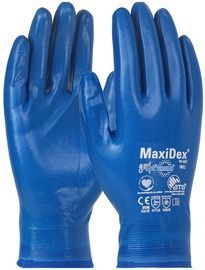 PIP Global Safety® X-Large MaxiDex™ 15 Gauge Blue Smooth Nitrile Full Coated Work Gloves With Nylon Liner And Knit Wrist