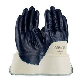 PIP Global Safety® Medium ArmorLite® XT Light Weight Blue Textured Nitrile Palm Finger And Knuckle Coated Work Gloves With Cotton Liner And Safety Cuff
