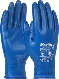 PIP Global Safety® 2X ATG® MaxiDex™ 15 Gauge Blue Smooth Nitrile Full Coated Work Gloves With Nylon Liner And Knit Wrist