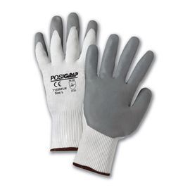 PIP Global Safety® 2X G-Tek® PosiGrip® 15 Gauge Gray Foam Nitrile Palm And Finger Coated Work Gloves With Nylon Liner And Knit Wrist