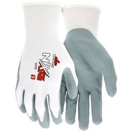 MCR Safety® Large NXG 15 Gauge Gray Nitrile Palm And Fingertip Dipped Coated Work Gloves With Nylon Liner And Knit Wrist
