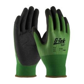 PIP Global Safety® Large G-Tek® 18 Gauge Black Nitrile Palm And Finger Coated Work Gloves With Nylon Liner And Knit Wrist