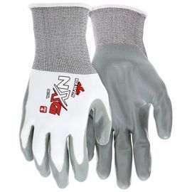 MCR Safety® Medium NXG 13 Gauge Gray Nitrile Palm And Fingertip Coated Work Gloves With Nylon Liner And Knit Wrist