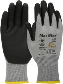 PIP Global Safety® Large MaxiFlex® Elite™ ESD 18 Gauge Black Micro Foam Nitrile Palm And Finger Coated Work Gloves With Nylon Liner And Knit Wrist