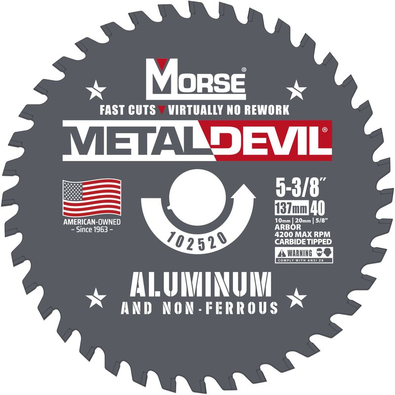 Morse� 5 3/8" 40 Teeth Metal Devil Carbide Tipped Circular Saw Blade (Aluminum Cutting)