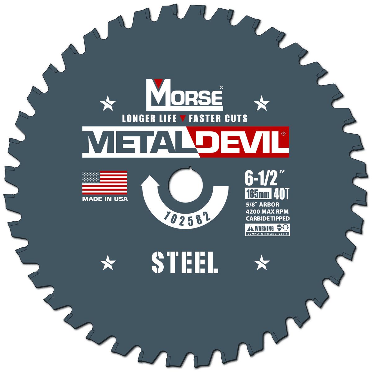 Morse� 6 1/2" 40 Teeth Metal Devil Carbide Tipped Circular Saw Blade (Steel Cutting)
