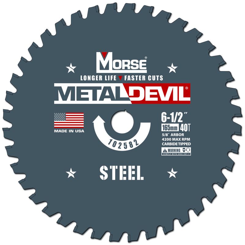 Morse� 6 1/2" 40 Teeth Metal Devil Carbide Tipped Circular Saw Blade (Steel Cutting)