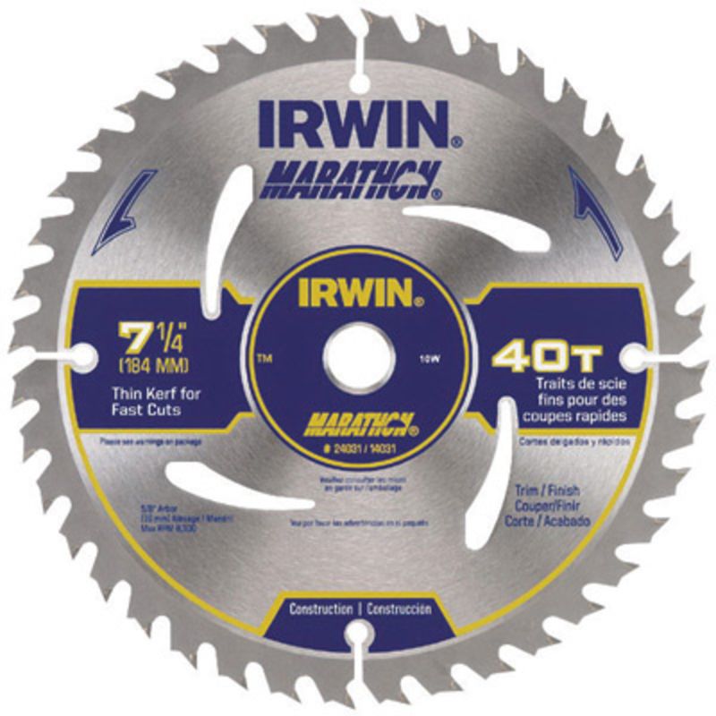 IRWIN� 7 1/4" 40 Teeth Vise-Grip�/Marathon� Carbide Tipped Circular Saw Blade