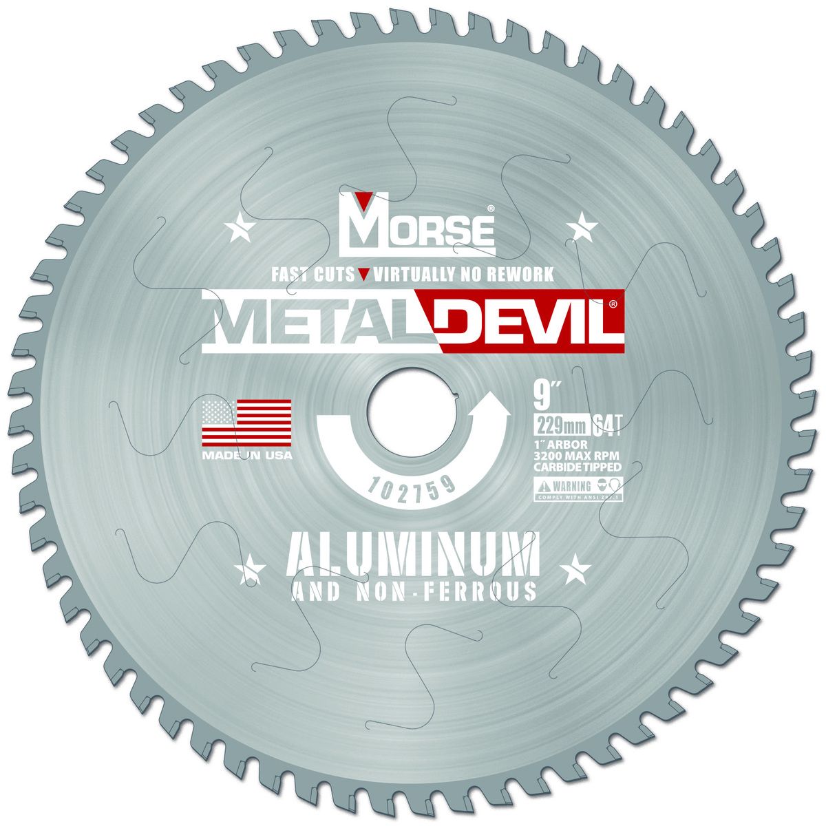 Morse� 9 Morse� 9" 64 Teeth Metal Devil Carbide Tipped Circular Saw Blade (Aluminum Cutting)