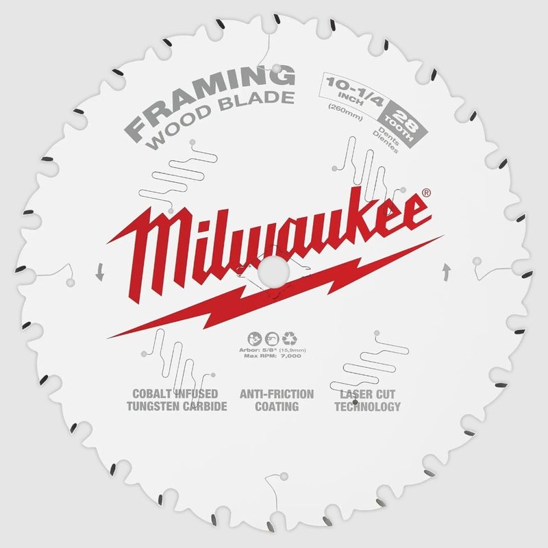 Milwaukee� 10 1/4" 28 Teeth Tungsten Circular Saw Blade