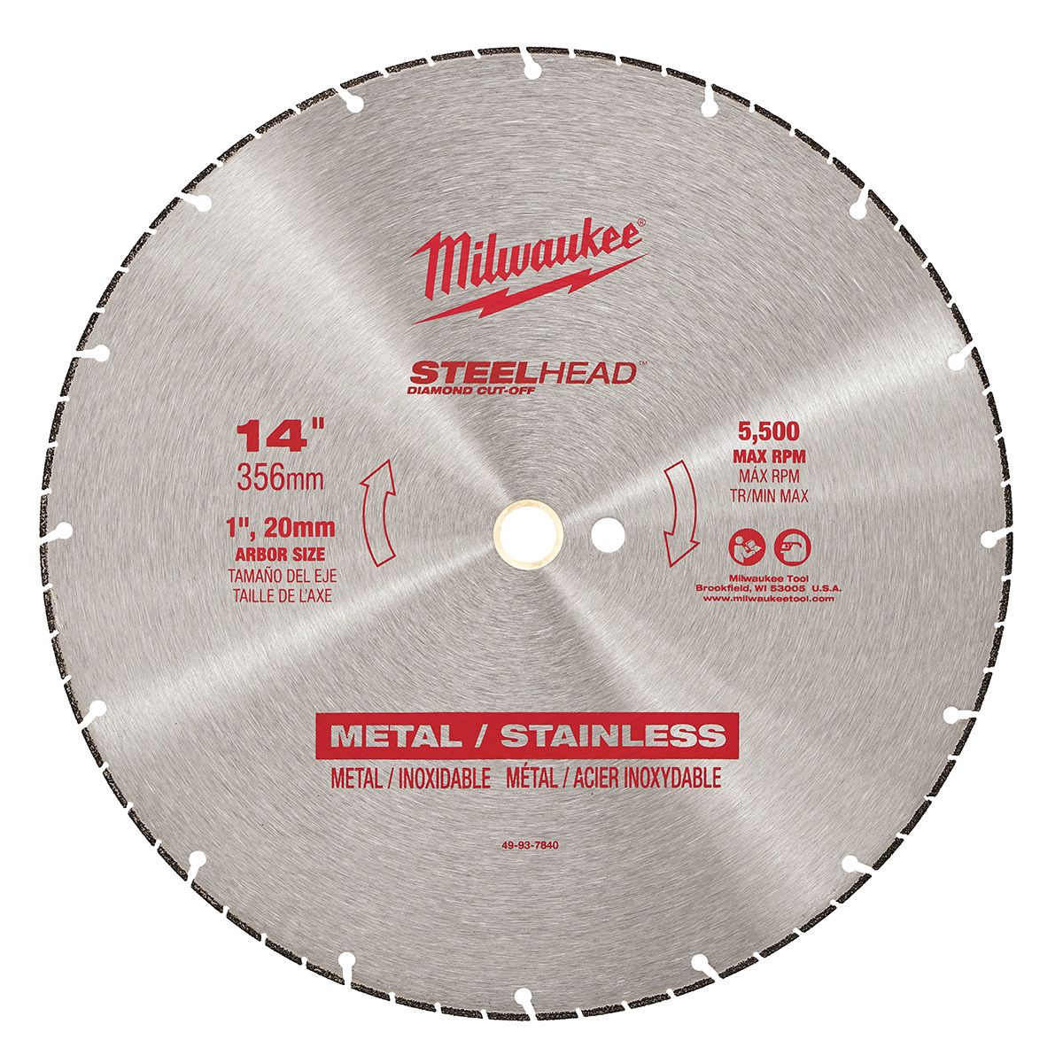Milwaukee� Steelhead� 14 Milwaukee� Steelhead� 14" Diamond Cut Off Blade 64 Teeth