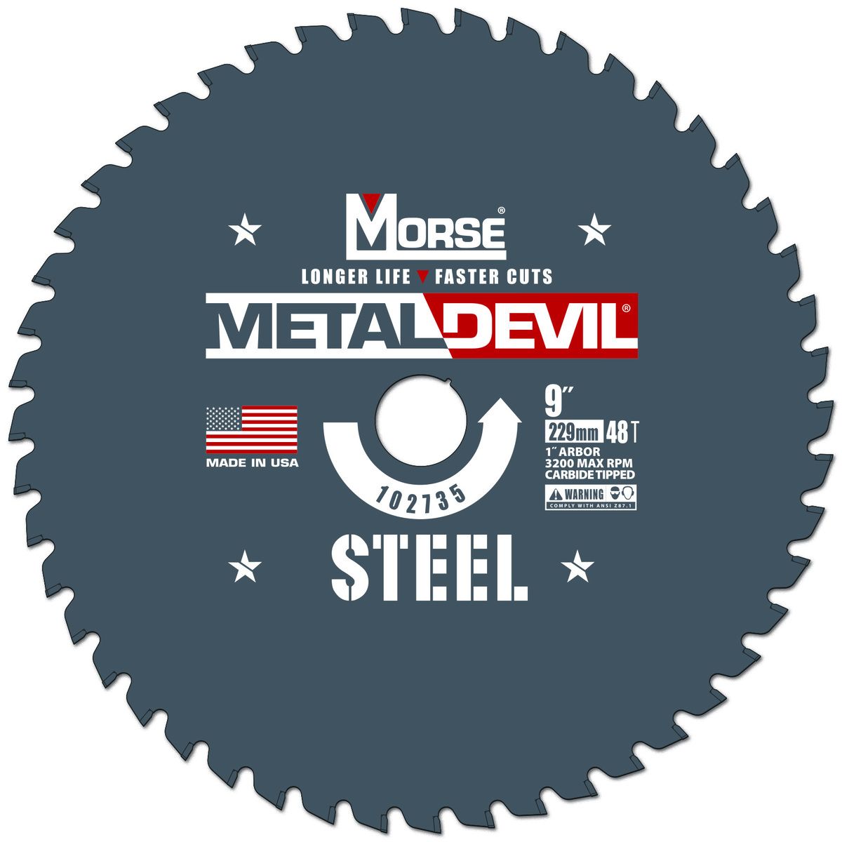 Morse� 9 Morse� 9" 48 Teeth Metal Devil Carbide Tipped Circular Saw Blade (Steel Cutting)
