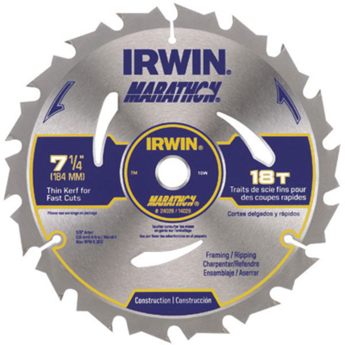 IRWIN� 7 1/4" 18 Teeth Vise-Grip�/Marathon� Carbide Tipped Circular Saw Blade