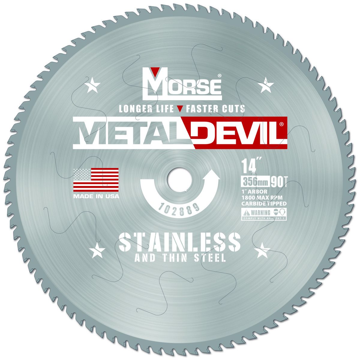 Morse� 14" 90 Teeth Metal Devil Carbide Tipped Circular Saw Blade (Stainless Steel Cutting)