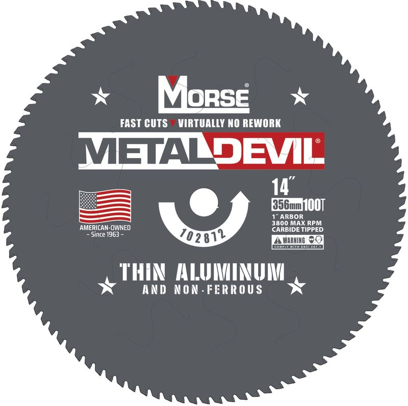 Morse� 14" 100 Teeth Metal Devil Carbide Tipped Circular Saw Blade (Thin Aluminum Cutting)