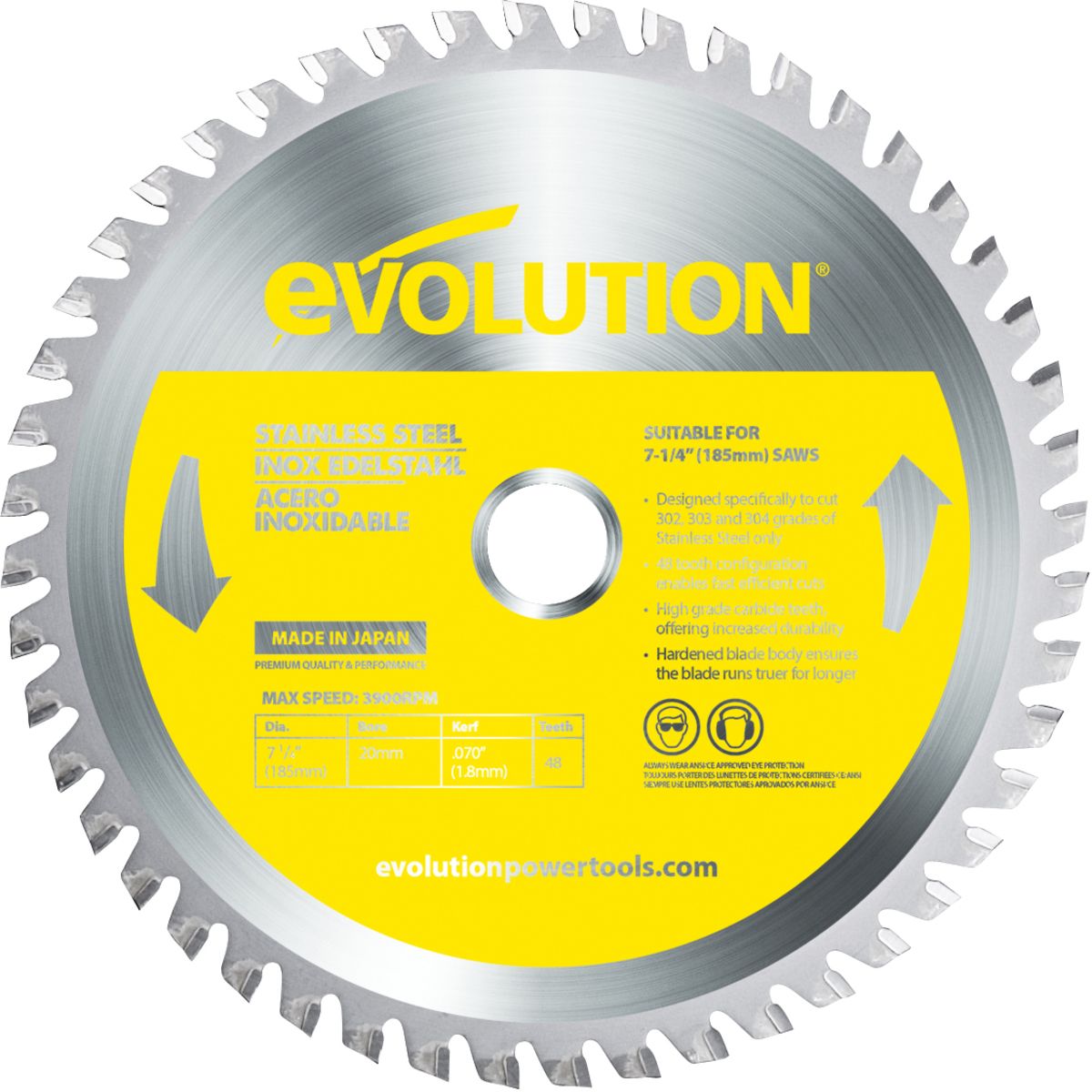 Evolution� 7 1/4 Evolution� 7 1/4" 48 Teeth Tungsten Carbide Tipped Circular Saw Blade (For Stainless Steel Cutting)