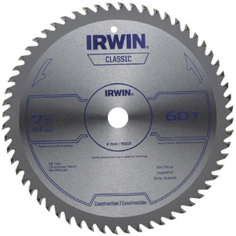 IRWIN� 7 1/4" 60 Teeth Vise-Grip�/Classic Series Carbide Tipped Circular Saw Blade