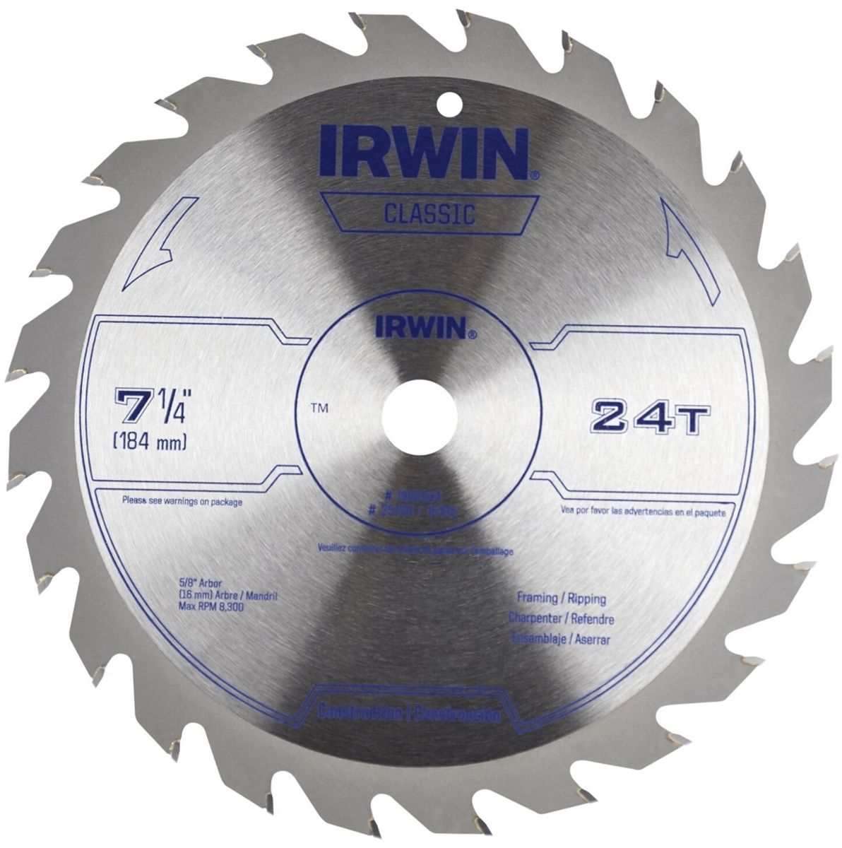 IRWIN� 7 1/4" 24 Teeth Carbide Tipped Circular Saw Blade