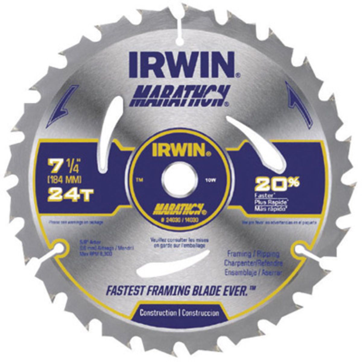 IRWIN� 7 1/4 IRWIN� 7 1/4" 24 Teeth Vise-Grip�/Marathon� Carbide Tipped Circular Saw Blade
