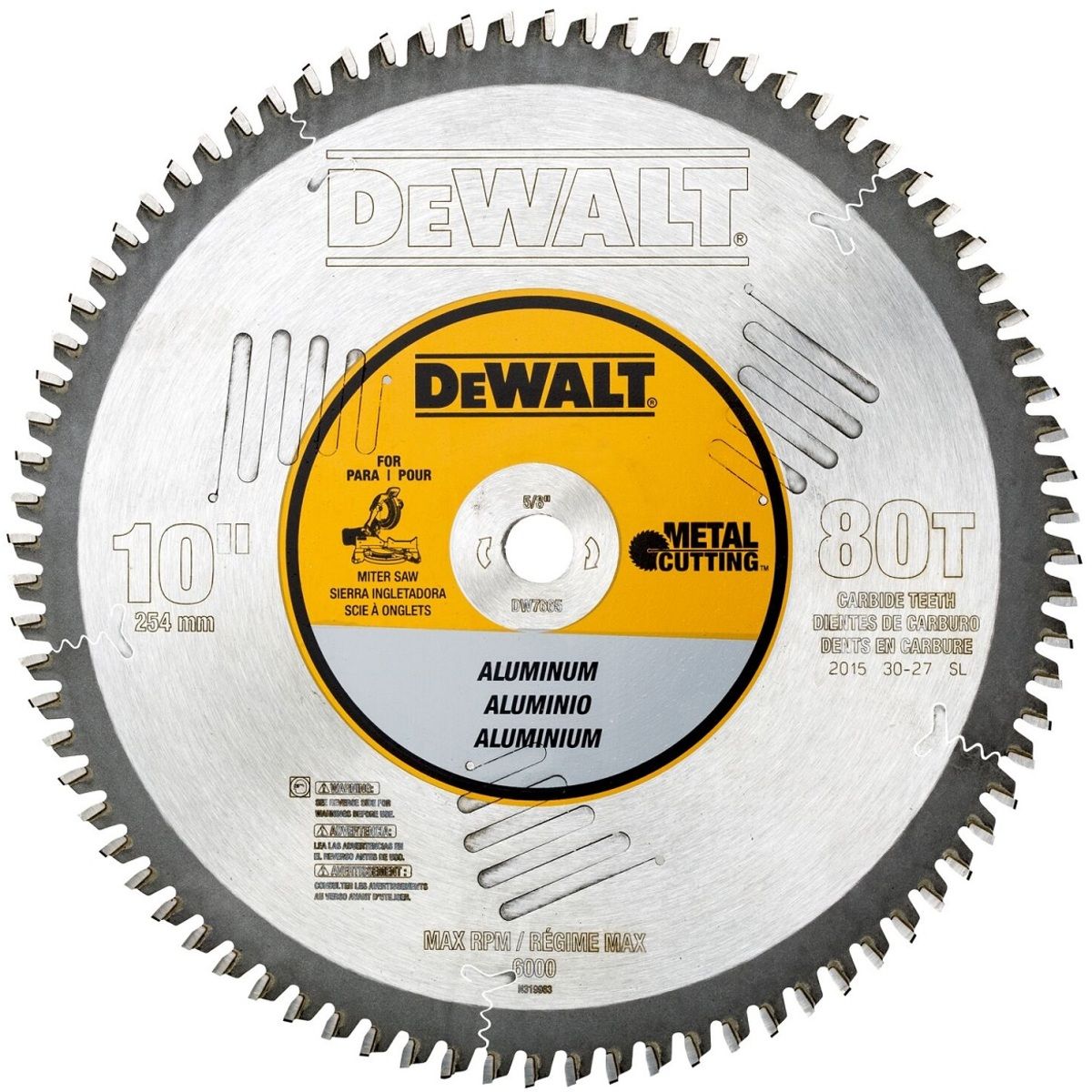 DEWALT� 10 DEWALT� 10" 80 Teeth Carbide Tipped Circular Saw Blade