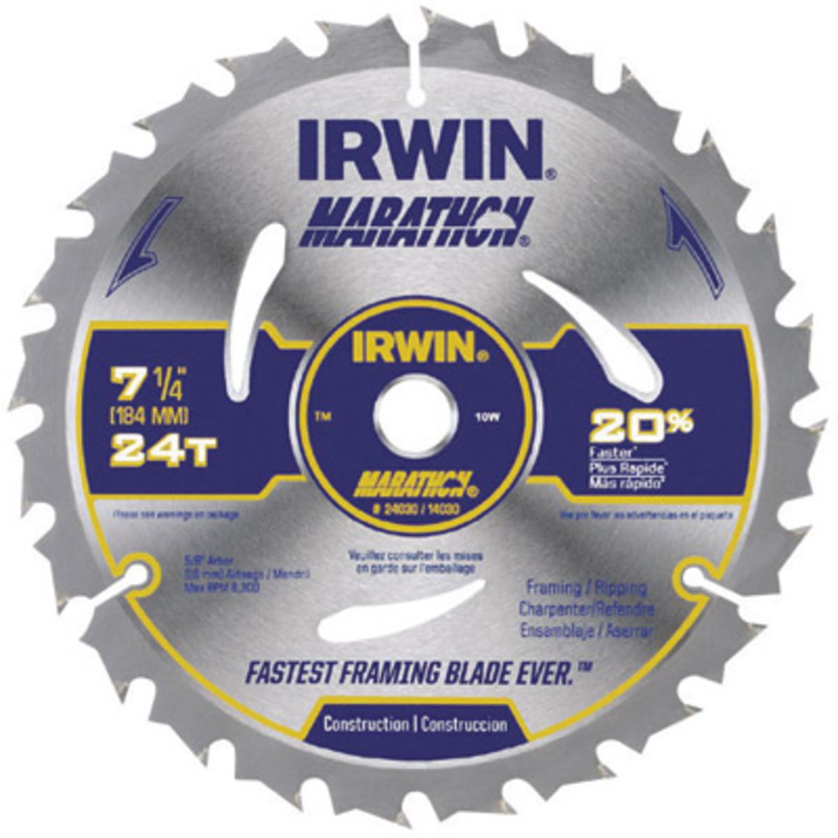 IRWIN� 7 1/4 IRWIN� 7 1/4" 24 Teeth Vise-Grip�/Marathon� Carbide Tipped Circular Saw Blade