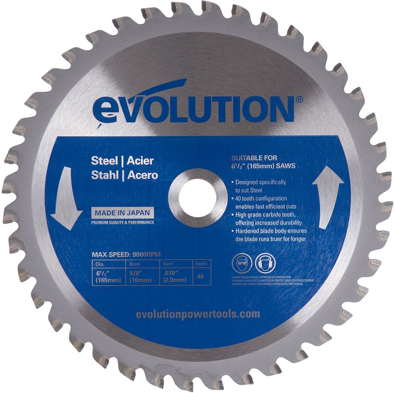 Evolution� 6 1/2" 40 Teeth Tungsten Carbide Tipped Circular Saw Blade (For Mild Steel and Ferrous Metal Cutting)