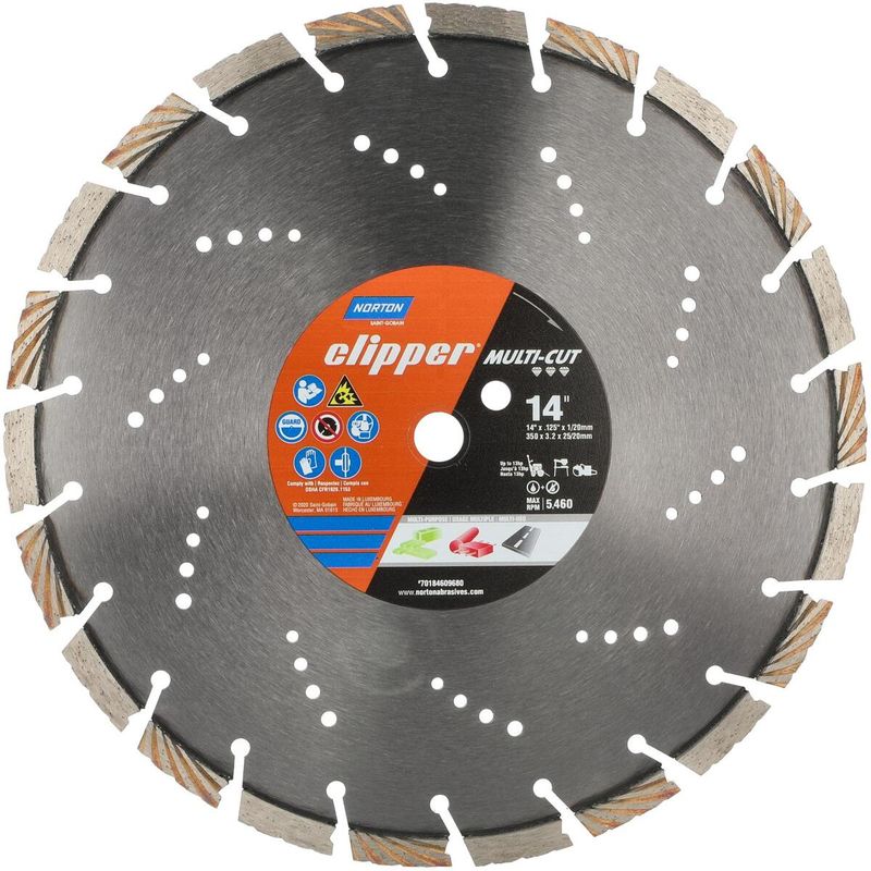 Norton� Clipper Multi-Cut 14" High Speed Steel Diamond Saw Blade 22 Teeth