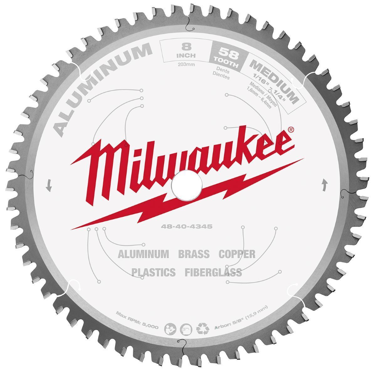 Milwaukee� 8 Milwaukee� 8" 58 Teeth Carbide Circular Saw Blade