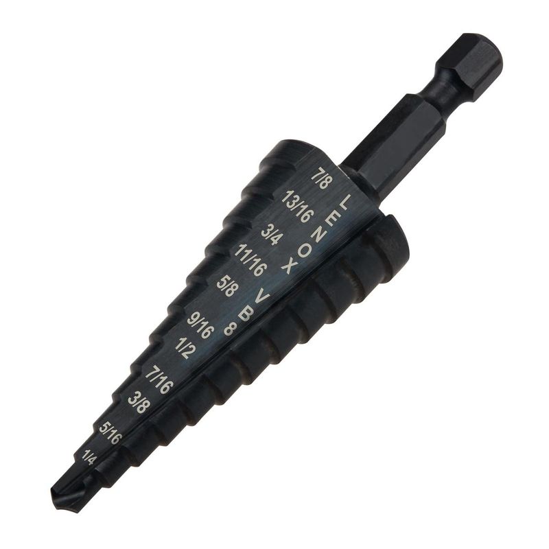Lenox� 3/16 Lenox� 3/16" - 7/8" X 3-3/16" X 1/4" Hex Shank Black Oxide Coated Step Drill Bit
