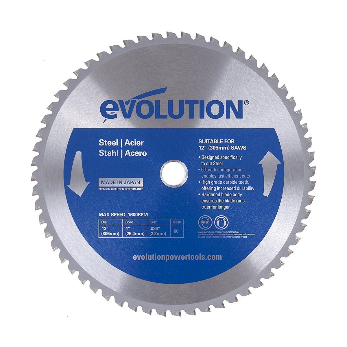 Evolution� Power Tools 12 Evolution� Power Tools 12" Tungsten Carbide-Tipped Circular Saw Blade 60 Teeth