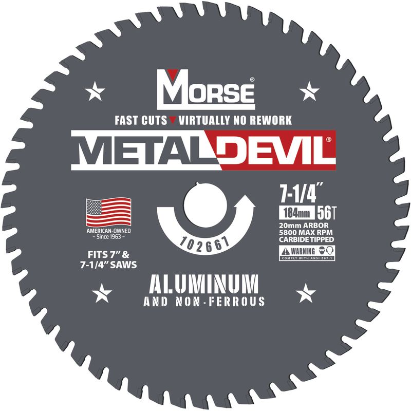Morse� 7 1/4" 56 Teeth Metal Devil Carbide Tipped Circular Saw Blade (Aluminum Cutting)