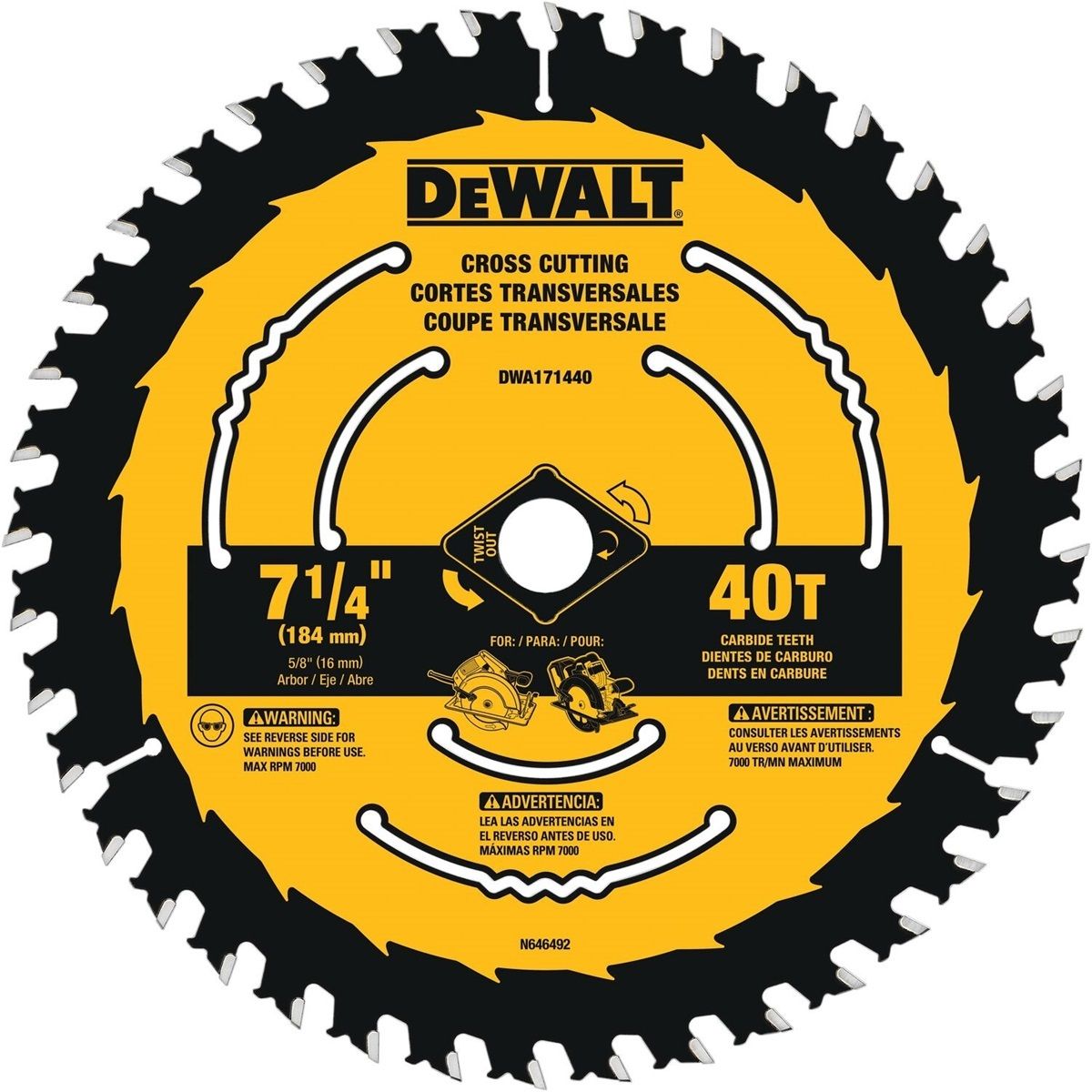 DEWALT� 7 1/4 DEWALT� 7 1/4" 40 Teeth Carbide Circular Saw Blade
