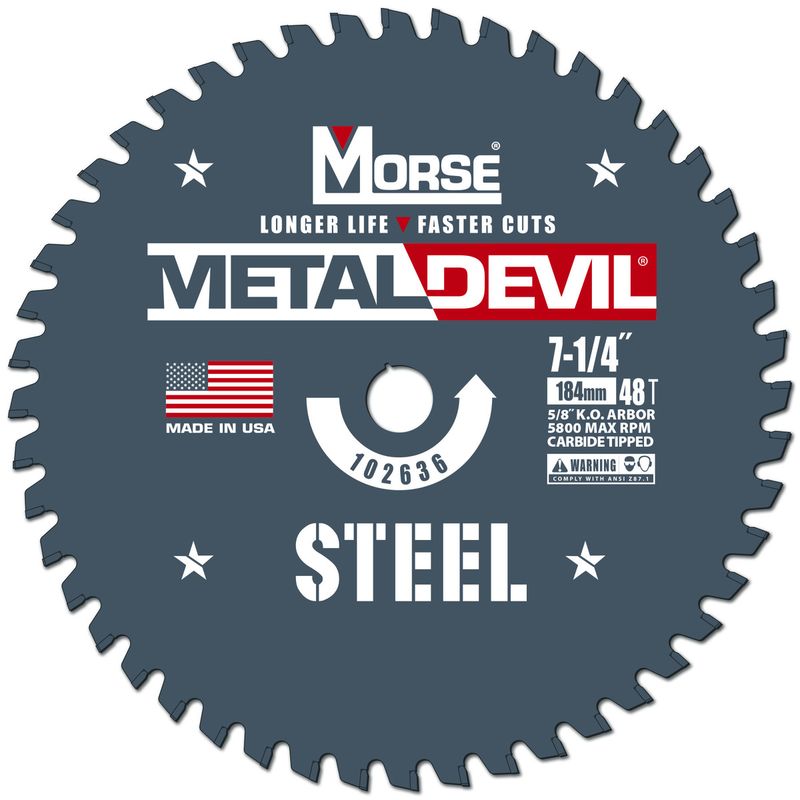 Morse� 7 1/4" 48 Teeth Metal Devil Carbide Tipped Circular Saw Blade (Steel Cutting)