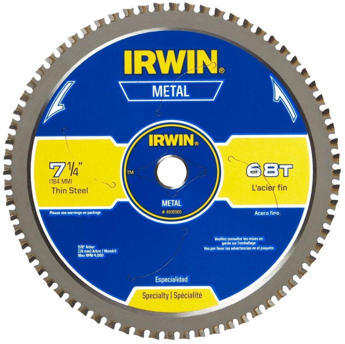 IRWIN� 7 1/4 IRWIN� 7 1/4" 68 Teeth Carbide Tipped Circular Saw Blade