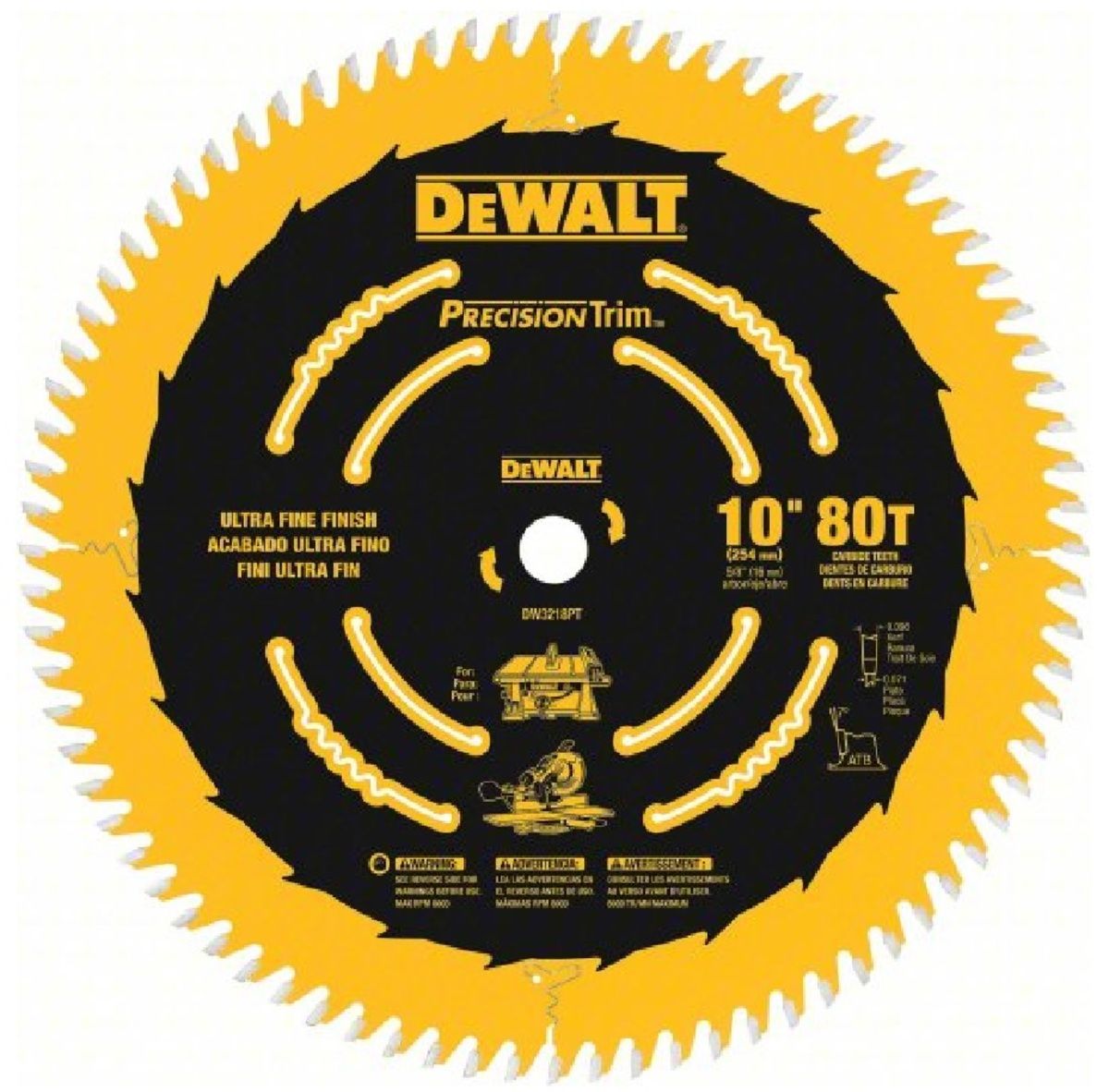 DEWALT� 10 DEWALT� 10" 80 Teeth Carbide Tipped Circular Saw Blade