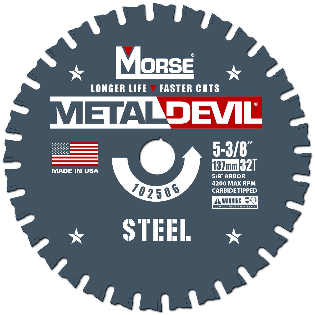 Morse� 5 3/8 Morse� 5 3/8" 32 Teeth Metal Devil Carbide Tipped Circular Saw Blade (Steel Cutting)