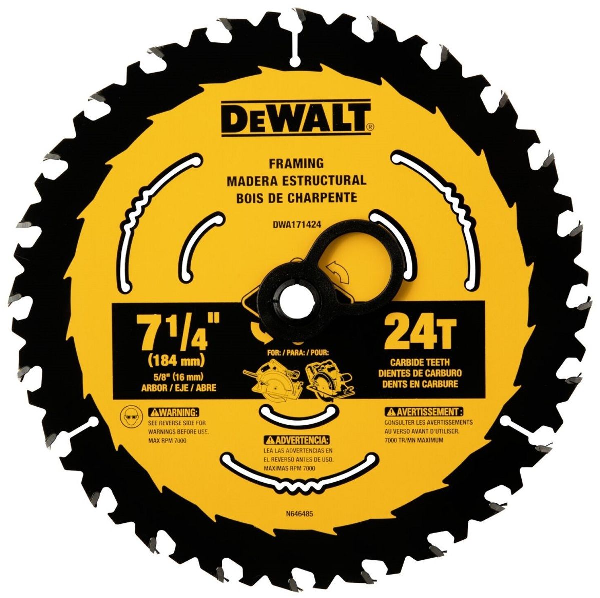 DEWALT� 7 1/4 DEWALT� 7 1/4" 24 Teeth Carbide Tipped Circular Saw Blade